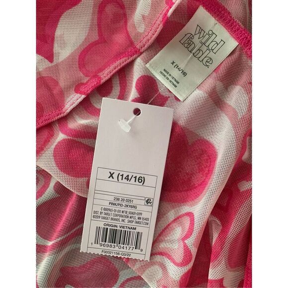 Wild Fable Pink and White Wild Hearts Swim Coverup Up Skirt Size X 14/16 - Picture 5 of 5